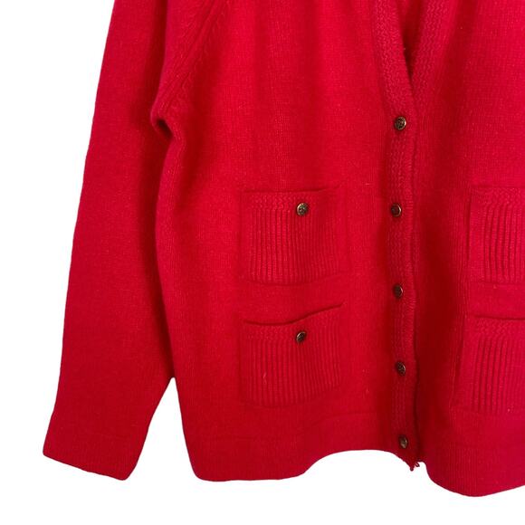 Vintage Cardigan Sweater Red Womens Size Medium‎ Lambswool Angora Rabbit Hair - Picture 9 of 9